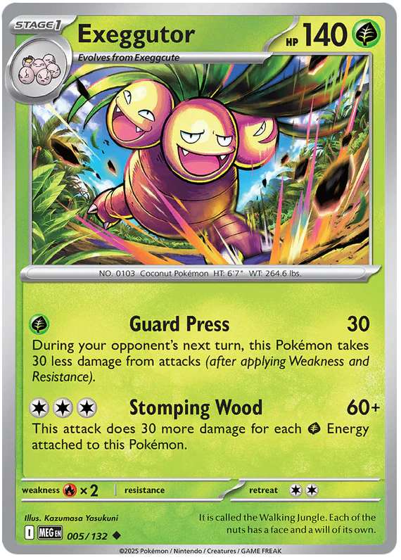 Exeggutor 005/132 Uncommon Pokemon Card (Mega Evolution Base Set ME01)