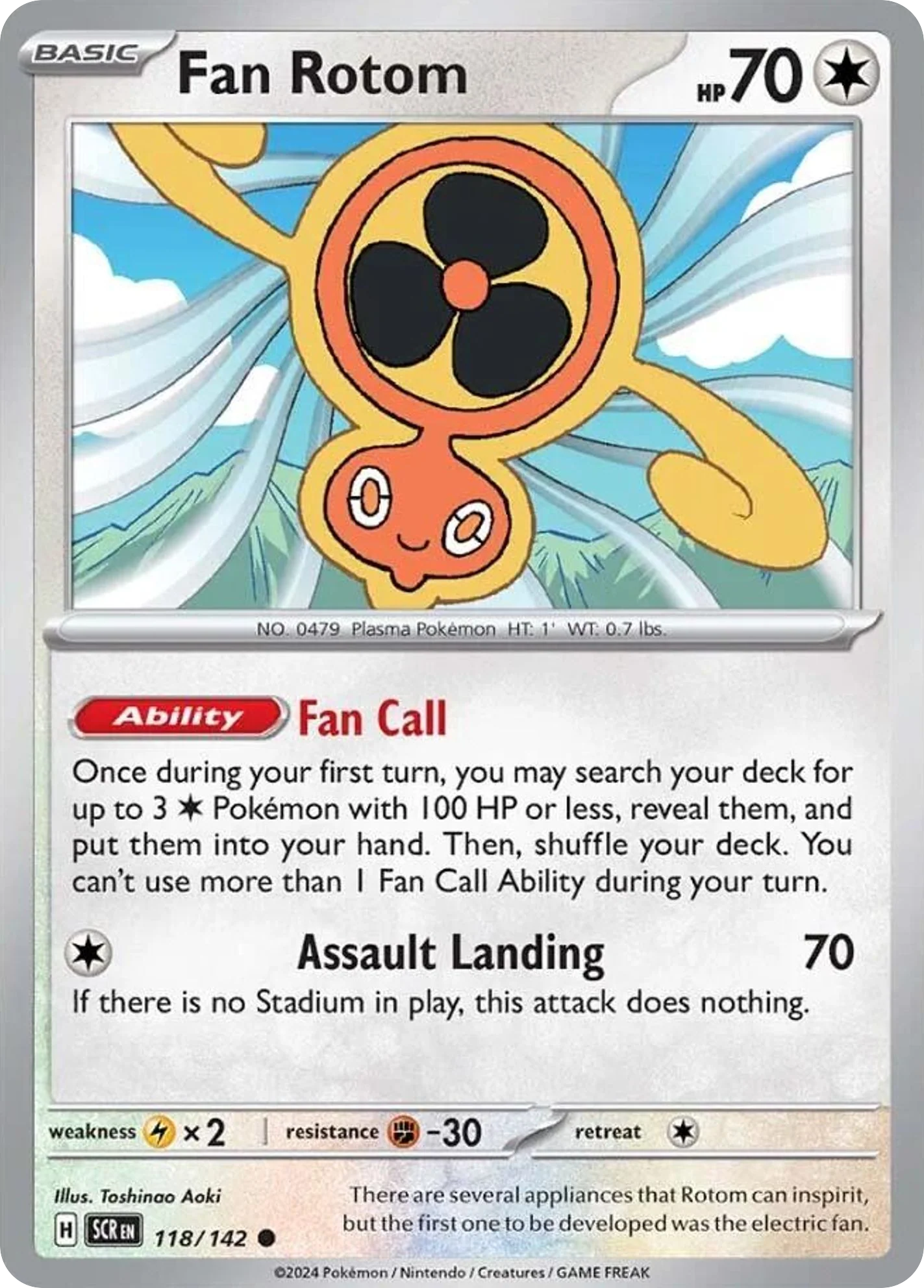 Fan Rotom 118/142 Common Reverse Holo Pokemon Card (SV Stellar Crown)