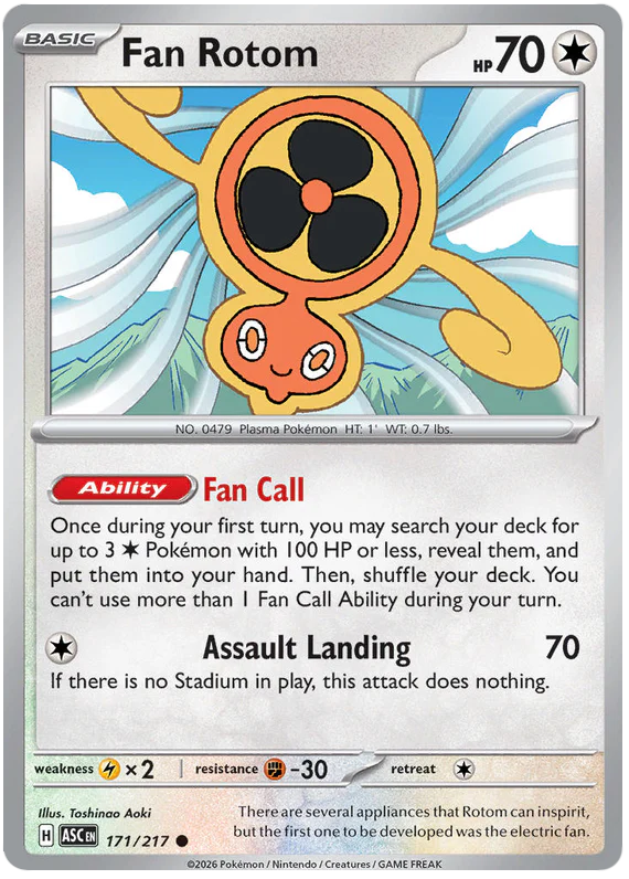 Fan Rotom 171/217 Common Pokemon Card (Mega Evolution Ascended Heroes)
