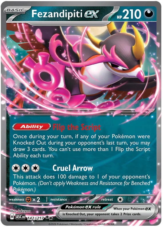 Fezandipiti ex 142/217 Double Rare Pokemon Card (Mega Evolution Ascended Heroes)