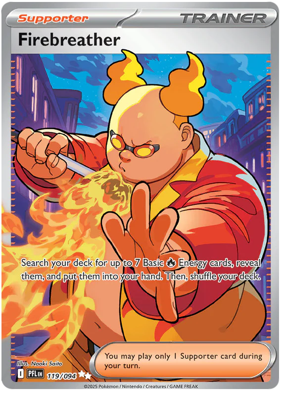 Firebreather 119/094 Ultra Rare Pokemon Card (Mega Evolution Phantasmal Flames)