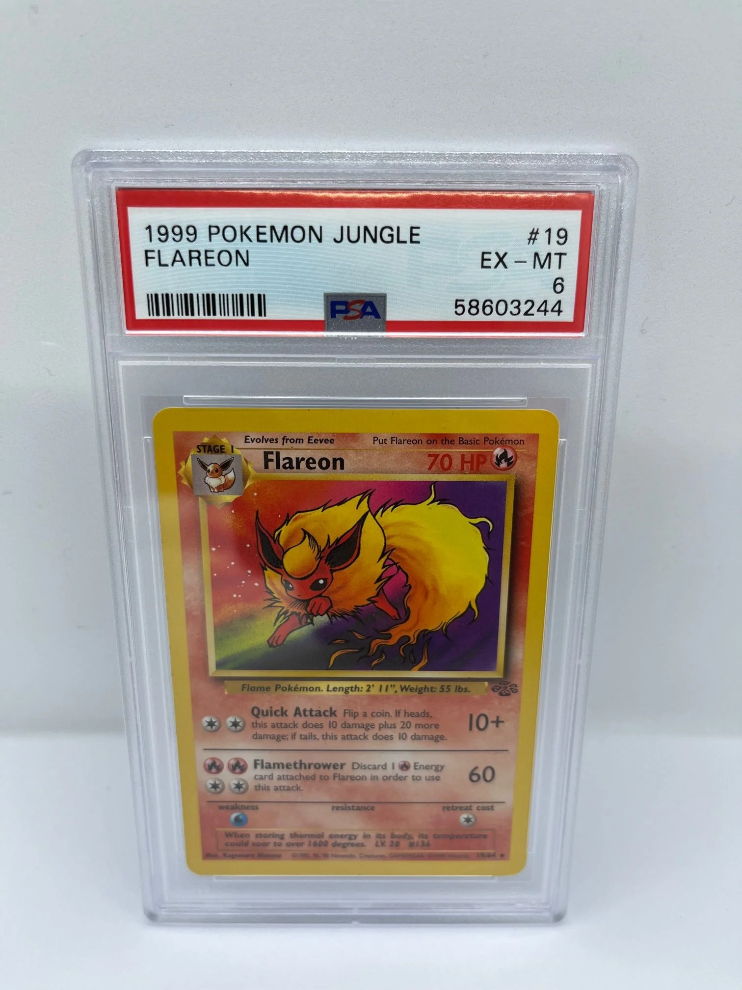 Flareon 19/64 PSA 6 Rare Graded Pokemon Card (1999 Pokemon Jungle)