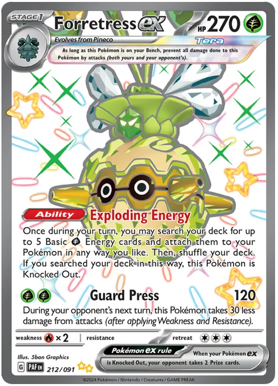 Forretress ex 212/091 Shiny Ultra Rare Pokemon Card (SV 4.5 Paldean Fates)