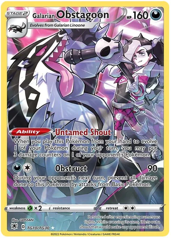 Galarian Obstagoon TG10/TG30 Pokemon Card (SWSH Astral Radiance Trainer Gallery)