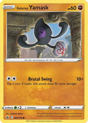 Galarian Yamask 082/198 Common Pokemon Card (SWSH Chilling Reign)