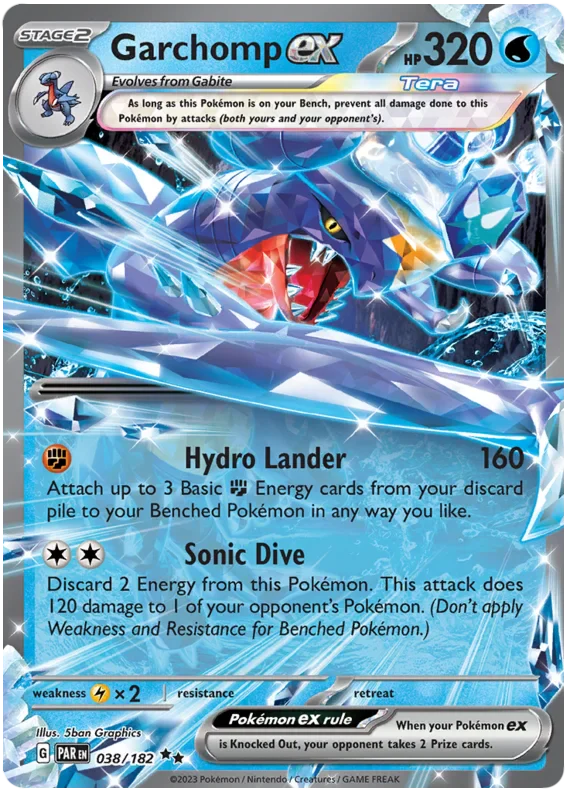 Garchomp ex 038/182 Double Rare Pokemon Card (SV04 Paradox Rift)