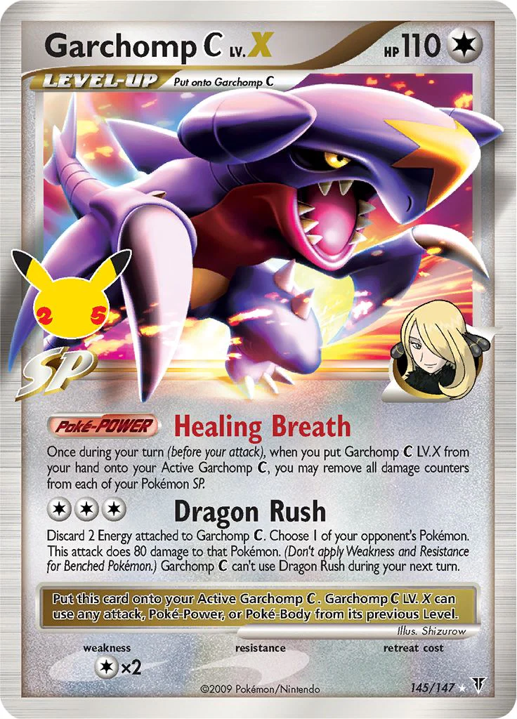 Garchomp Pokemon C LV.X 145/147 (Supreme Victors) Rare Holo LV.X Pokemon Card (Celebrations Classic Collection)