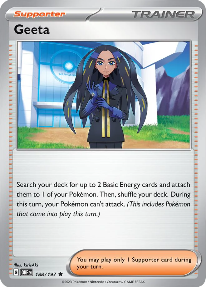Geeta 188/197 Rare Reverse Holo Pokemon Card (SV Obsidian Flames)
