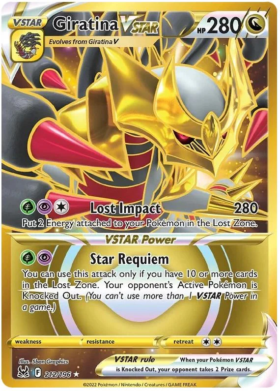 Giratina VSTAR 212/196 Rare Secret Pokemon Card (Sword & Shield Lost Origin)