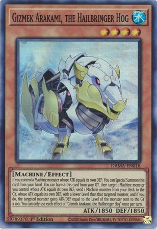 Gizmek Arakami, the Hailbringer Hog DAMA-EN018 Super Rare Yu-Gi-Oh Card (Dawn of Majesty)