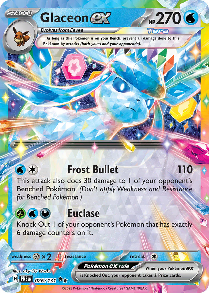 Glaceon ex 026/131 Double Rare Pokemon Card (Scarlet & Violet Prismatic Evolutions)