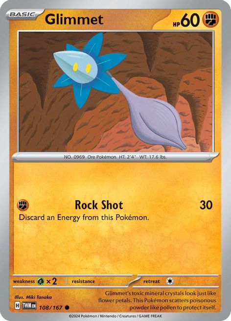 Glimmet 108/167 Common Reverse Holo Pokemon Card (SV Twilight Masquerade)