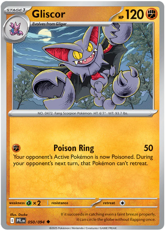 Gliscor 050/094 Uncommon Pokemon Card (Mega Evolution Phantasmal Flames)