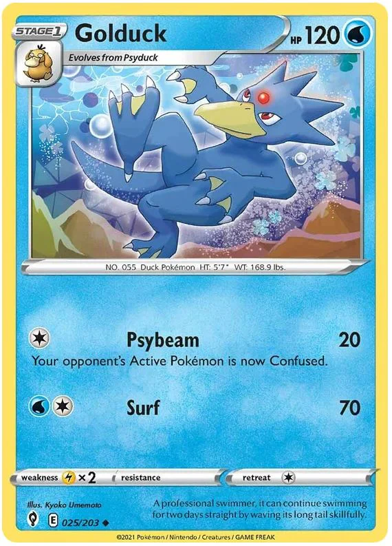 Golduck 025/203 Uncommon Reverse Holo Pokemon Card (SWSH Evolving Skies)
