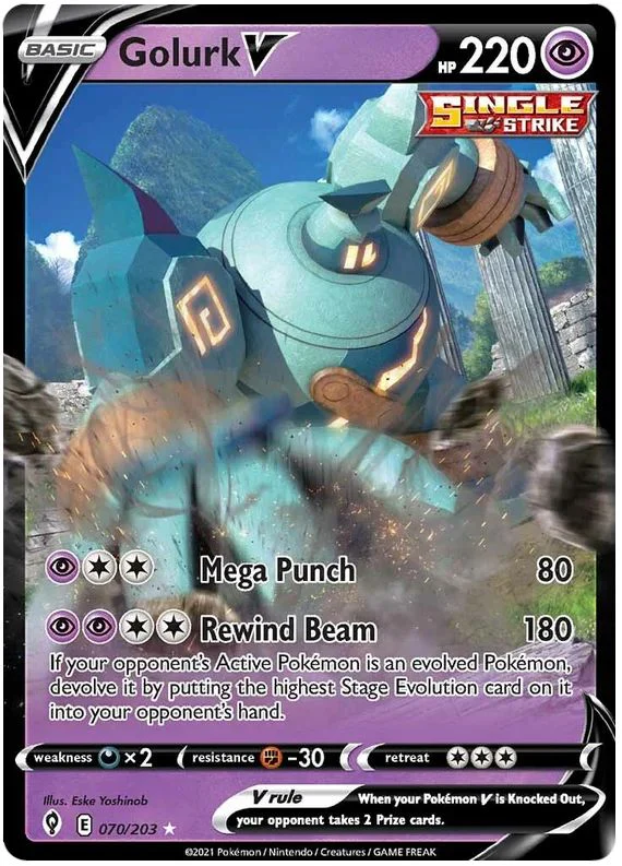 Golurk V 070/203 Ultra Rare Pokemon Card (SWSH Evolving Skies)