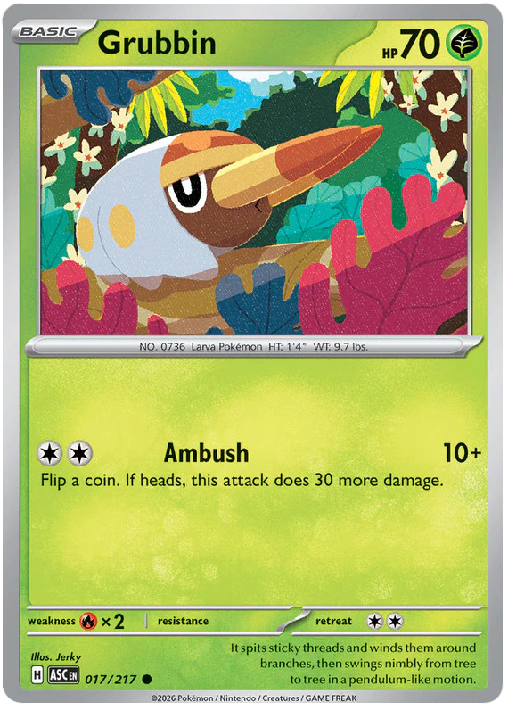 Grubbin 017/217 Common Pokemon Card (Mega Evolution Ascended Heroes)
