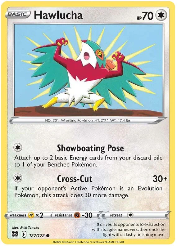 Hawlucha 127/172 Common Reverse Holo Pokemon Card (SWSH Brilliant Stars)