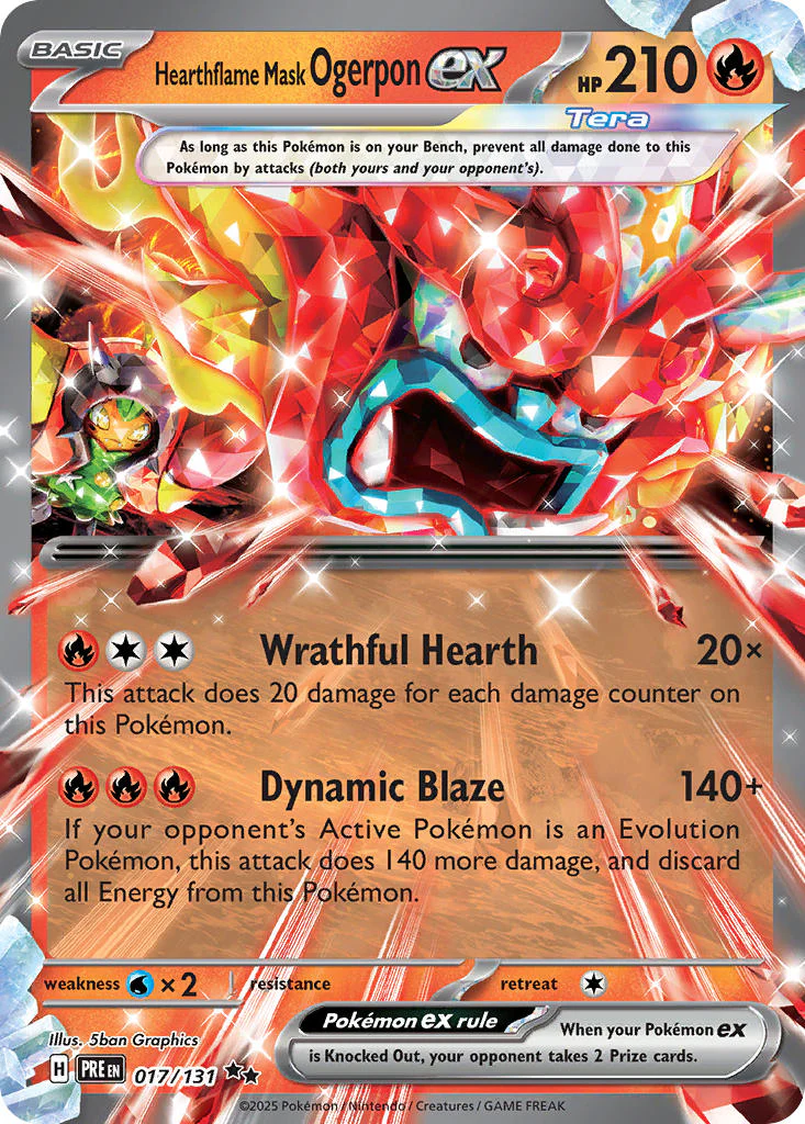 Hearthflame Mask Ogerpon ex 017/131 Double Rare Pokemon Card (Scarlet & Violet Prismatic Evolutions)