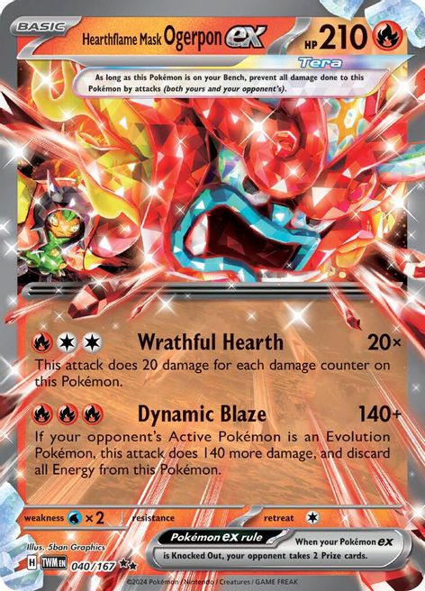 Hearthflame Mask Ogerpon ex 040/167 Double Rare Pokemon Card (SV Twilight Masquerade)