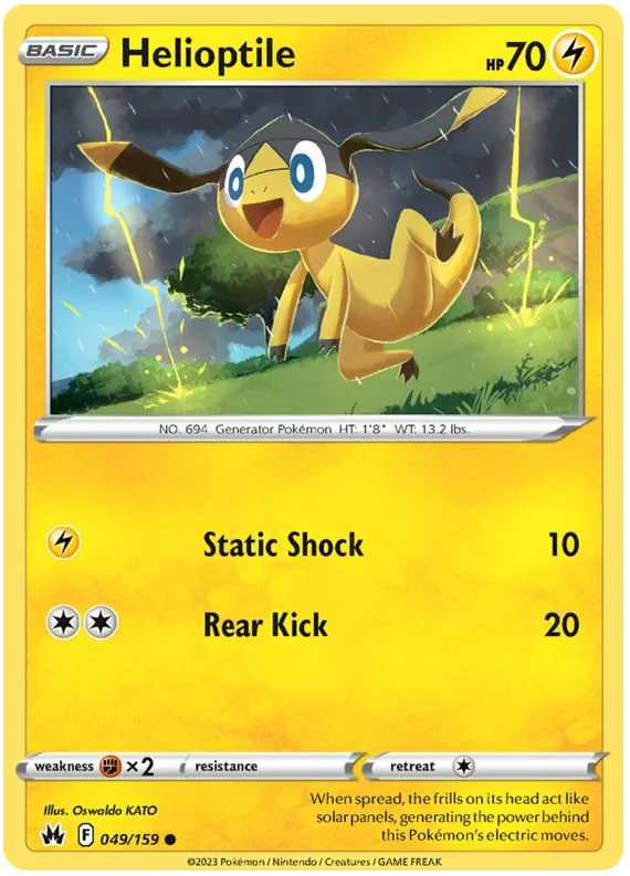 Helioptile 049/159 Common Reverse Holo Pokemon Card (SWSH Crown Zenith)