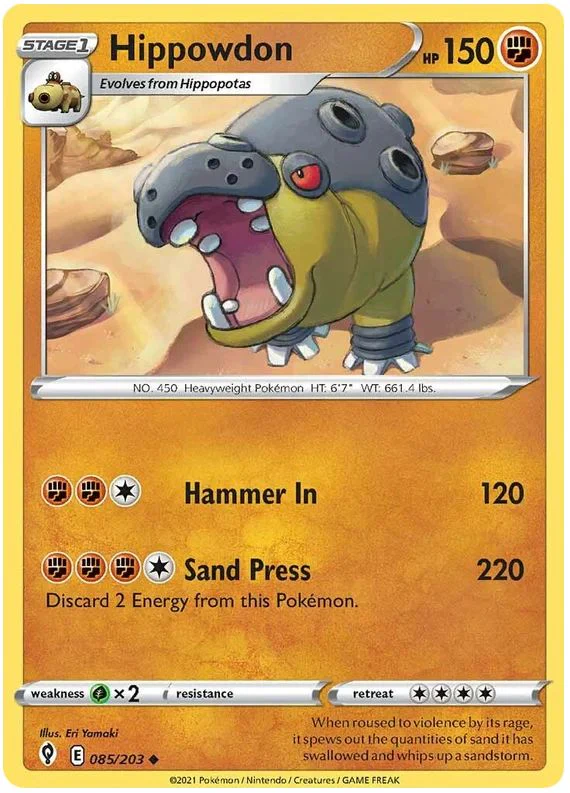 Hippowdon 085/203 Uncommon Pokemon Card (SWSH Evolving Skies)