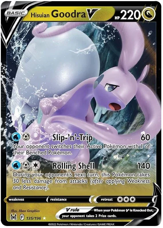 Hisuian Goodra V 135/196 Ultra-Rare Rare Pokemon Card (Sword & Shield Lost Origin)