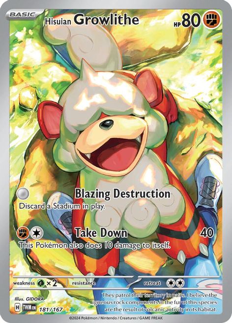 Hisuian Growlithe 181/167 Illustration Rare Pokemon Card (SV Twilight Masquerade)