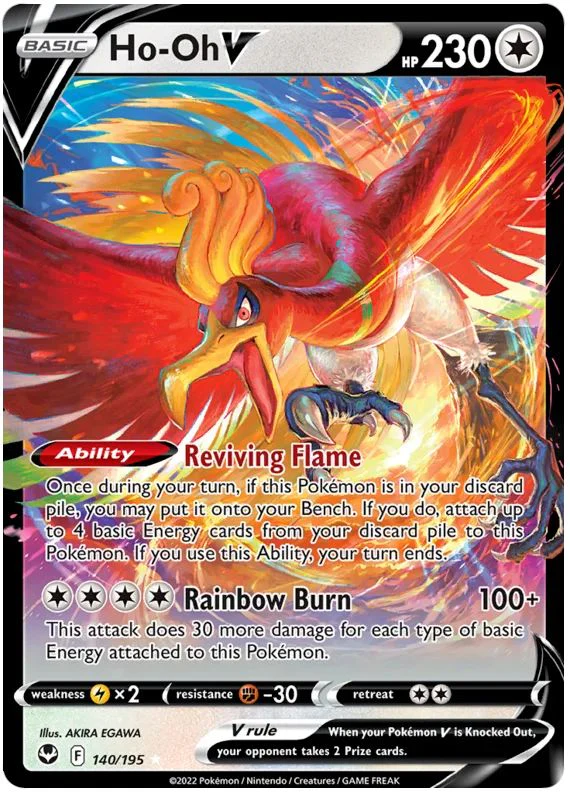 Ho-Oh V 140/195 Ultra-Rare Rare Pokemon Card (SWSH Silver Tempest)