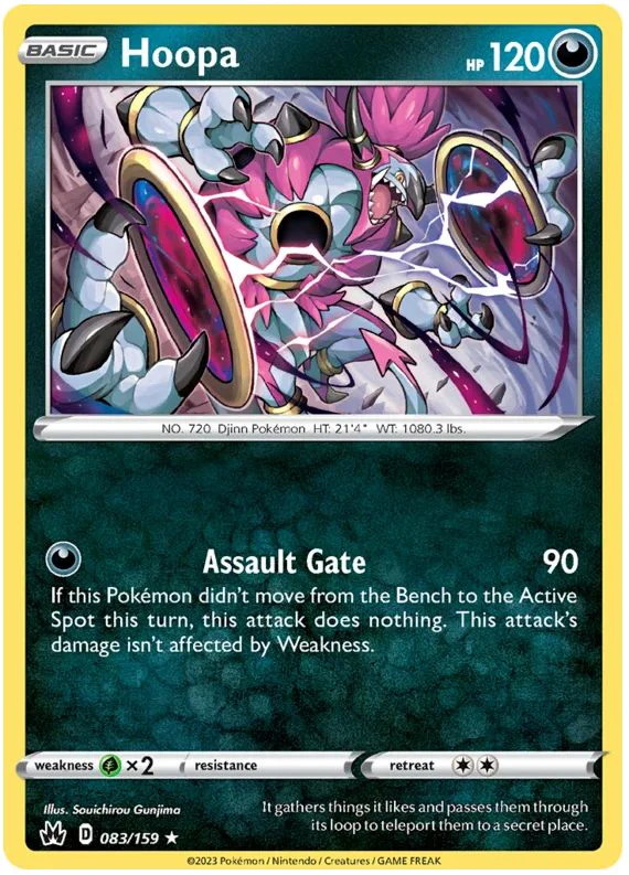 Hoopa 083/159 Rare Holo Reverse Holo Pokemon Card (SWSH Crown Zenith)