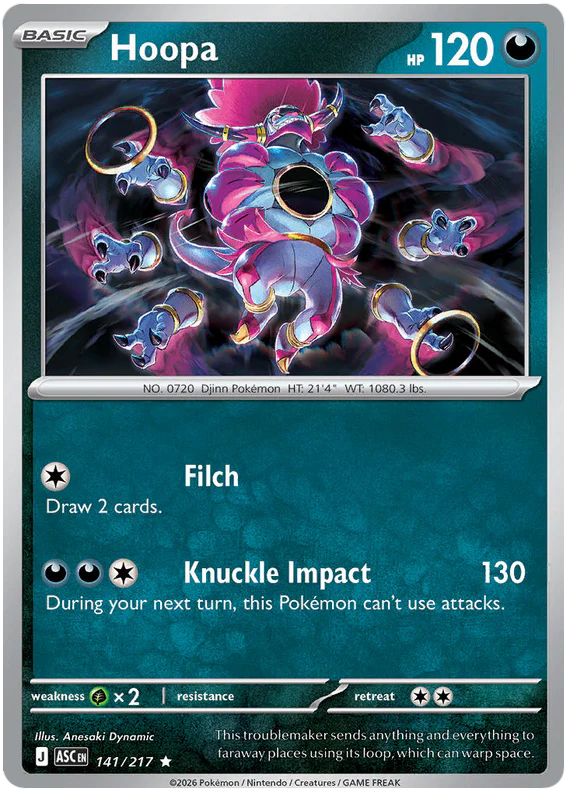 Hoopa 141/217 Rare Pokemon Card (Mega Evolution Ascended Heroes)