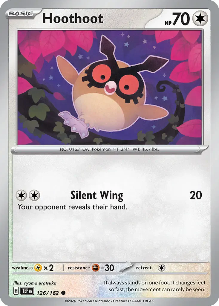 Hoothoot 126/162 Common Reverse Holo Pokemon Card (SV Temporal Forces)