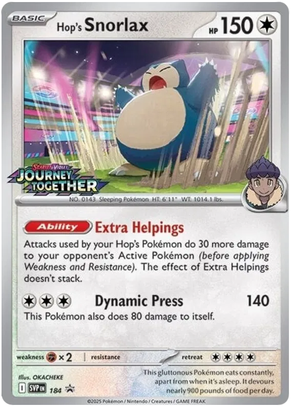 Hop's Snorlax SVP184 Pokemon Promo Card (SV Promo Series)