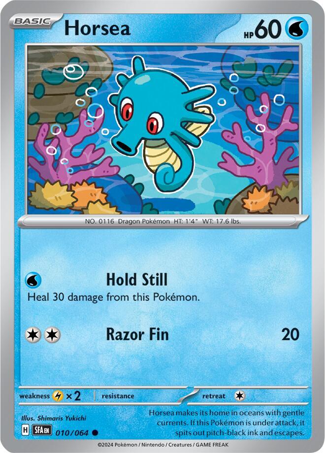Horsea 010/064 Common Reverse Holo Pokemon Card (SV Shrouded Fable)