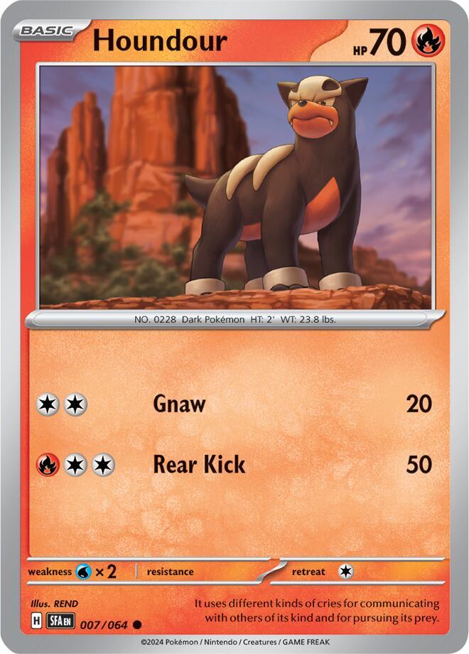Houndour 007/064 Common Reverse Holo Pokemon Card (SV Shrouded Fable)