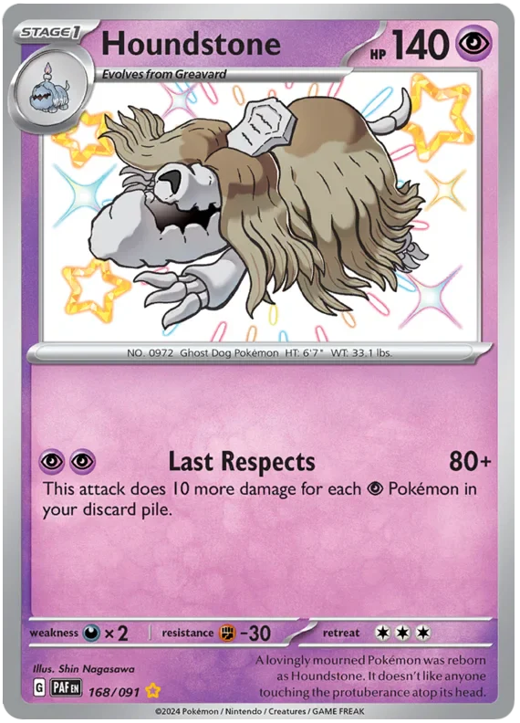 Houndstone 168/091 Shiny Rare Pokemon Card (SV 4.5 Paldean Fates)