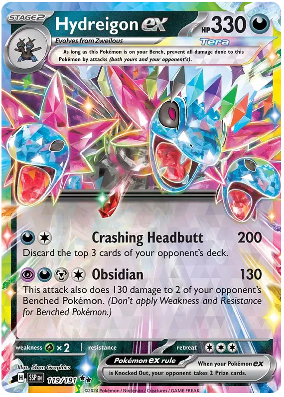 Hydreigon ex 119/191 Double Rare Pokemon Card (Scarlet & Violet Surging Sparks)