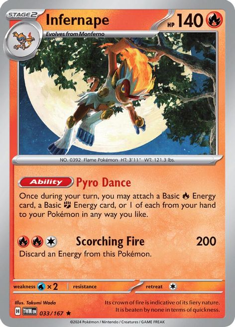 Infernape 033/167 Rare Reverse Holo Pokemon Card (SV Twilight Masquerade)