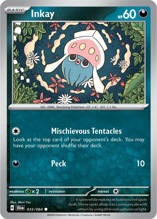 Inkay 033/064 Common Pokemon Card (SV Shrouded Fable)