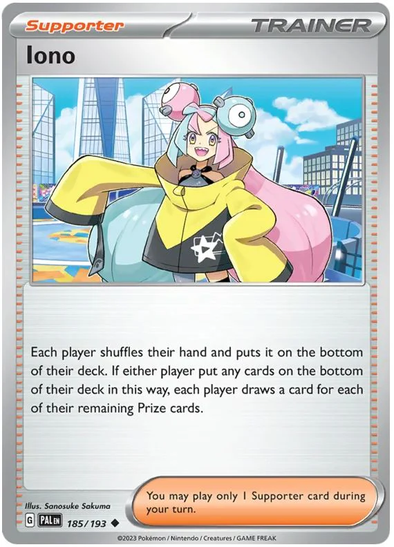 Iono 185/193 Uncommon Reverse Holo Pokemon Card (SV2 Paldea Evolved)