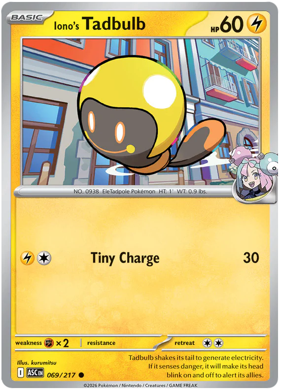 Iono's Tadbulb 069/217 Common Pokemon Card (Mega Evolution Ascended Heroes)