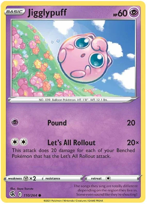 Jigglypuff 110/264 Common Reverse Holo Pokemon Card (SWSH Fusion Strike)