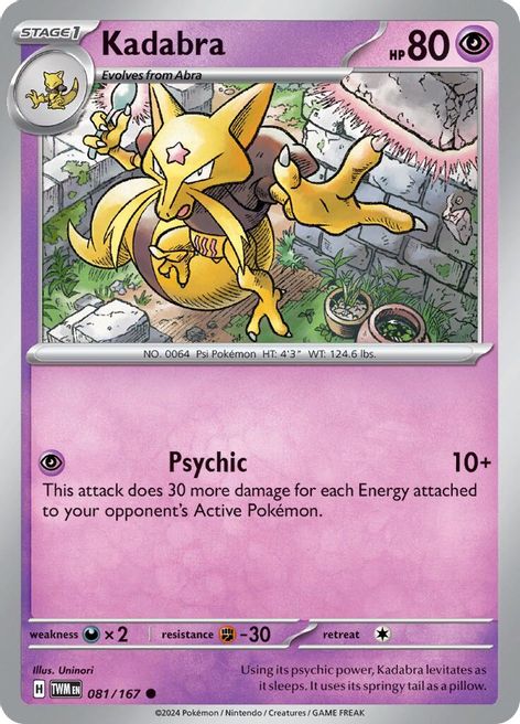 Kadabra 081/167 Common Reverse Holo Pokemon Card (SV Twilight Masquerade)
