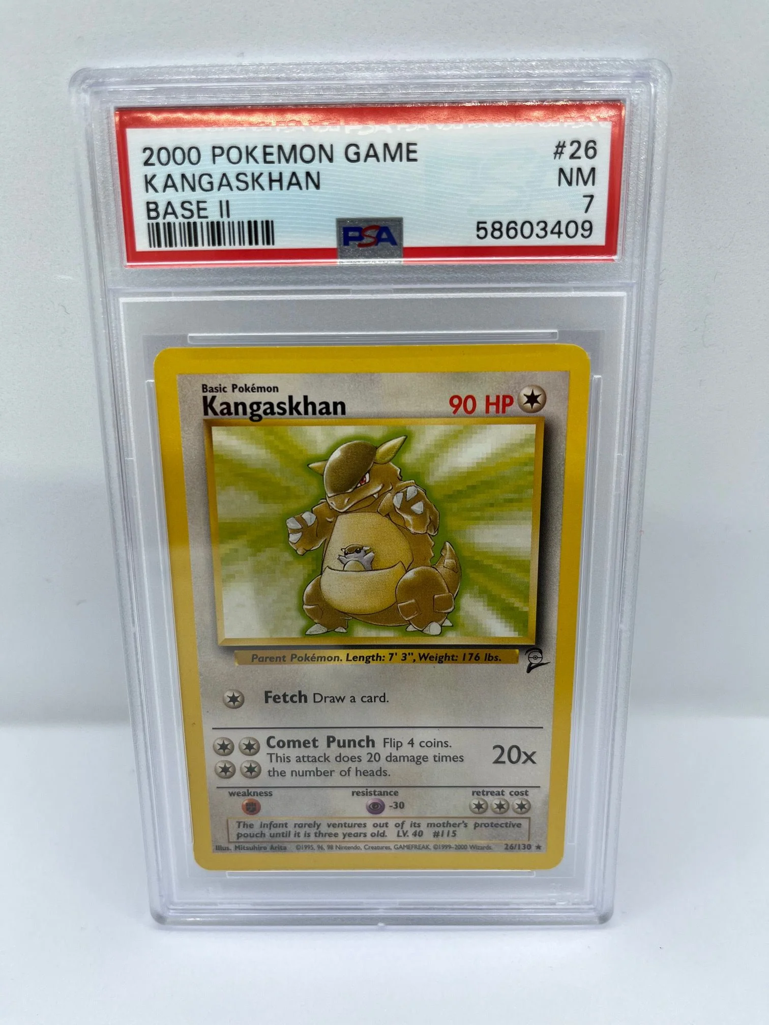 Kangaskhan 26/130 PSA 7 Graded Rare Pokemon Card (2000 Pokemon Game)