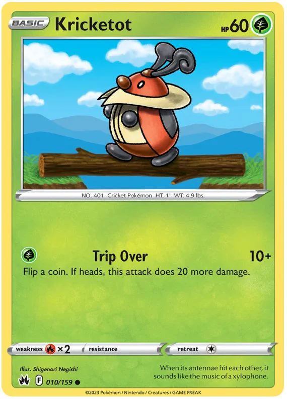 Kricketot 010/159 Common Reverse Holo Pokemon Card (SWSH Crown Zenith)