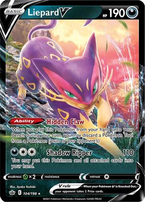 Liepard V 104/198 Ultra-Rare Rare Pokemon Card (SWSH Chilling Reign)