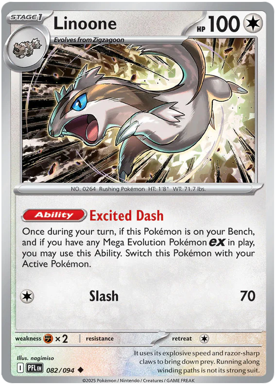 Linoone 082/094 Uncommon Pokemon Card (Mega Evolution Phantasmal Flames)