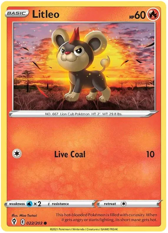 Litleo 022/203 Common Pokemon Card (SWSH Evolving Skies)