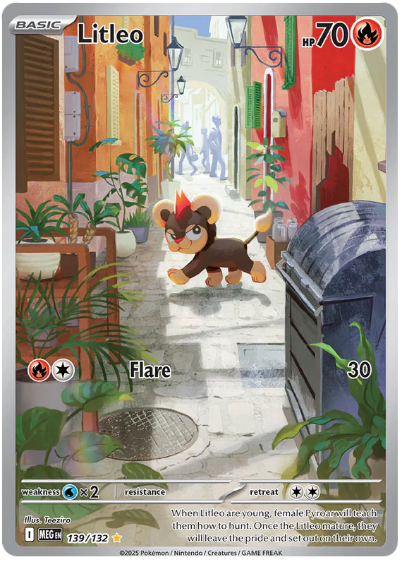 Litleo 139/132 Illustration Rare Pokemon Card (Mega Evolution Base Set ME01)