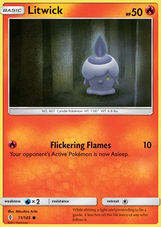 Litwick 11/145 Common Reverse Holo Pokemon Card (SM Guardians Rising)