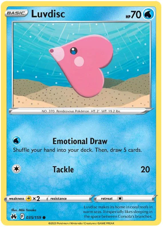 Luvdisc 035/159 Common Reverse Holo Pokemon Card (SWSH Crown Zenith)